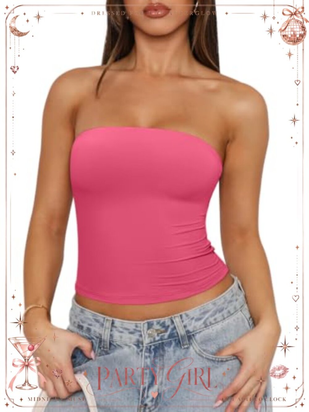 Y2K Strapless Backless Double Lined Tube Crop Tank Top